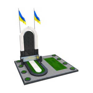 Елітний пам'ятник військовому з мармуру та чорного граніту
