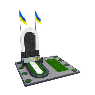 Елітний пам'ятник військовому з мармуру та чорного граніту